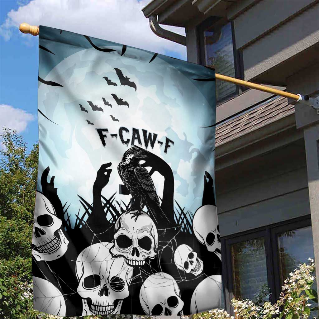 Funny Halloween F’Caw Raven Garden Flag Black Bird Crow With Skulls - Wonder Print Shop