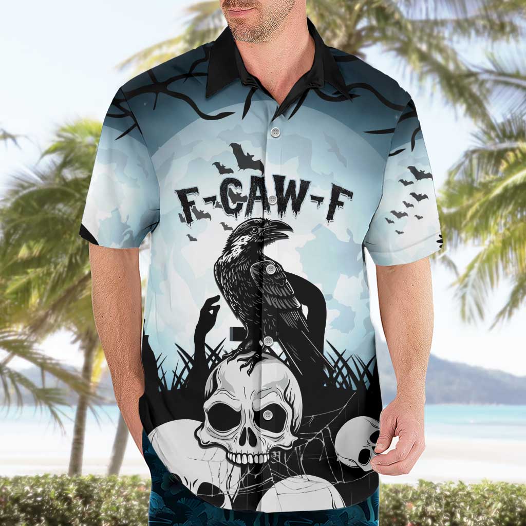 Personalized Funny Halloween F’Caw Raven Hawaiian Shirt Black Bird Crow With Skulls - Wonder Print Shop