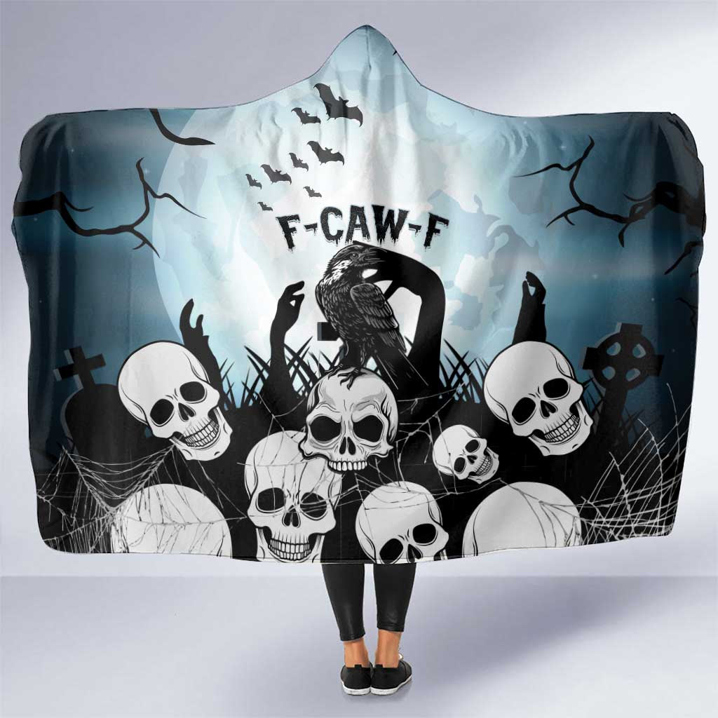 Funny Halloween F’Caw Raven Hooded Blanket Black Bird Crow With Skulls - Wonder Print Shop