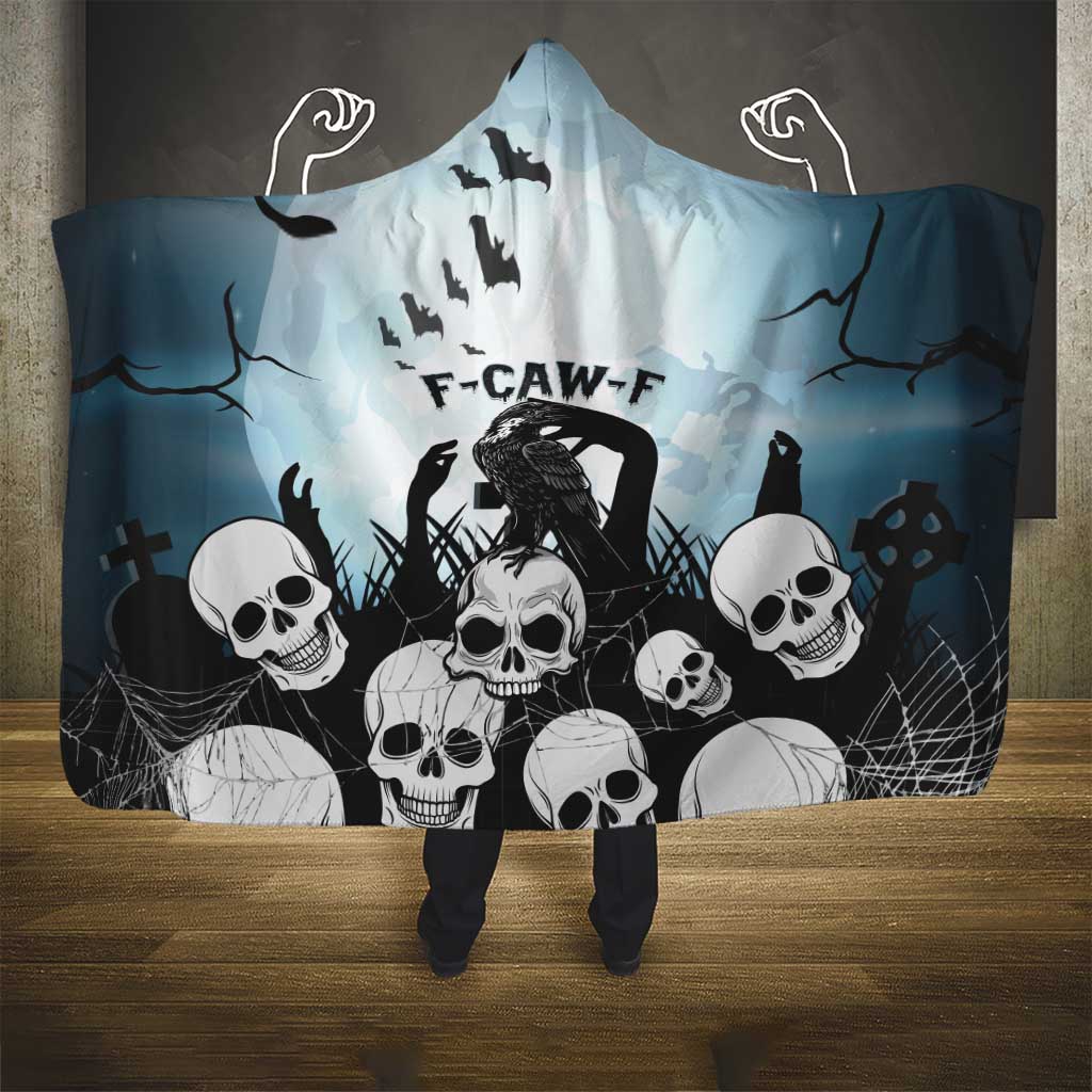 Funny Halloween F’Caw Raven Hooded Blanket Black Bird Crow With Skulls - Wonder Print Shop