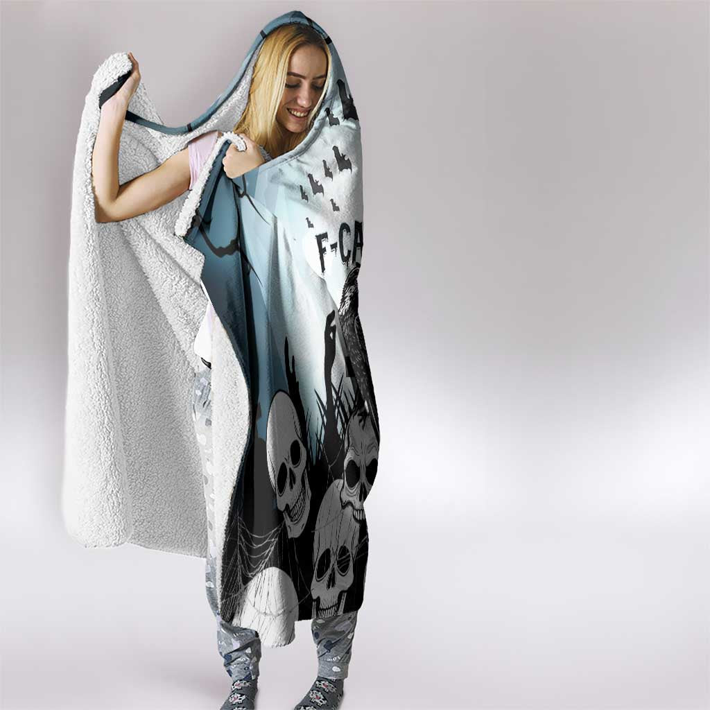 Funny Halloween F’Caw Raven Hooded Blanket Black Bird Crow With Skulls - Wonder Print Shop