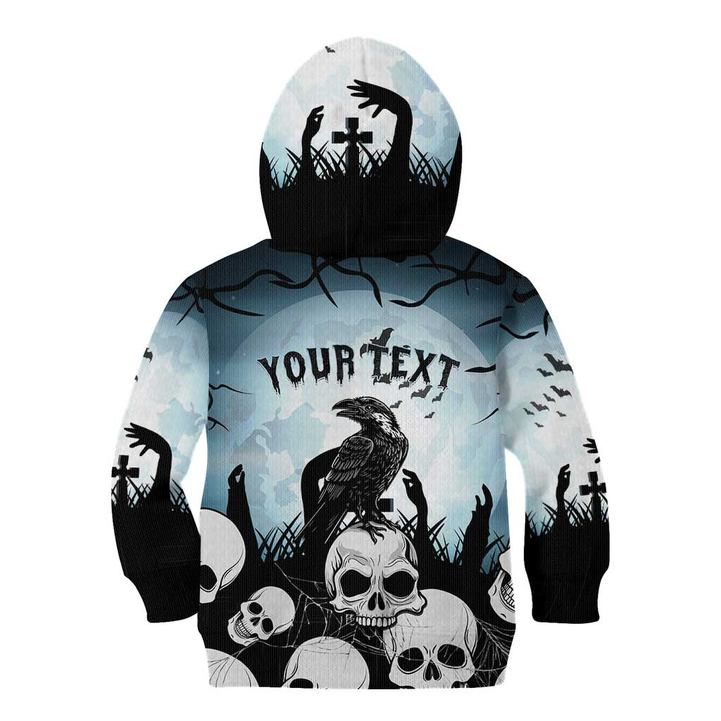 Personalized Funny Halloween F’Caw Raven Kid Hoodie Black Bird Crow With Skulls - Wonder Print Shop