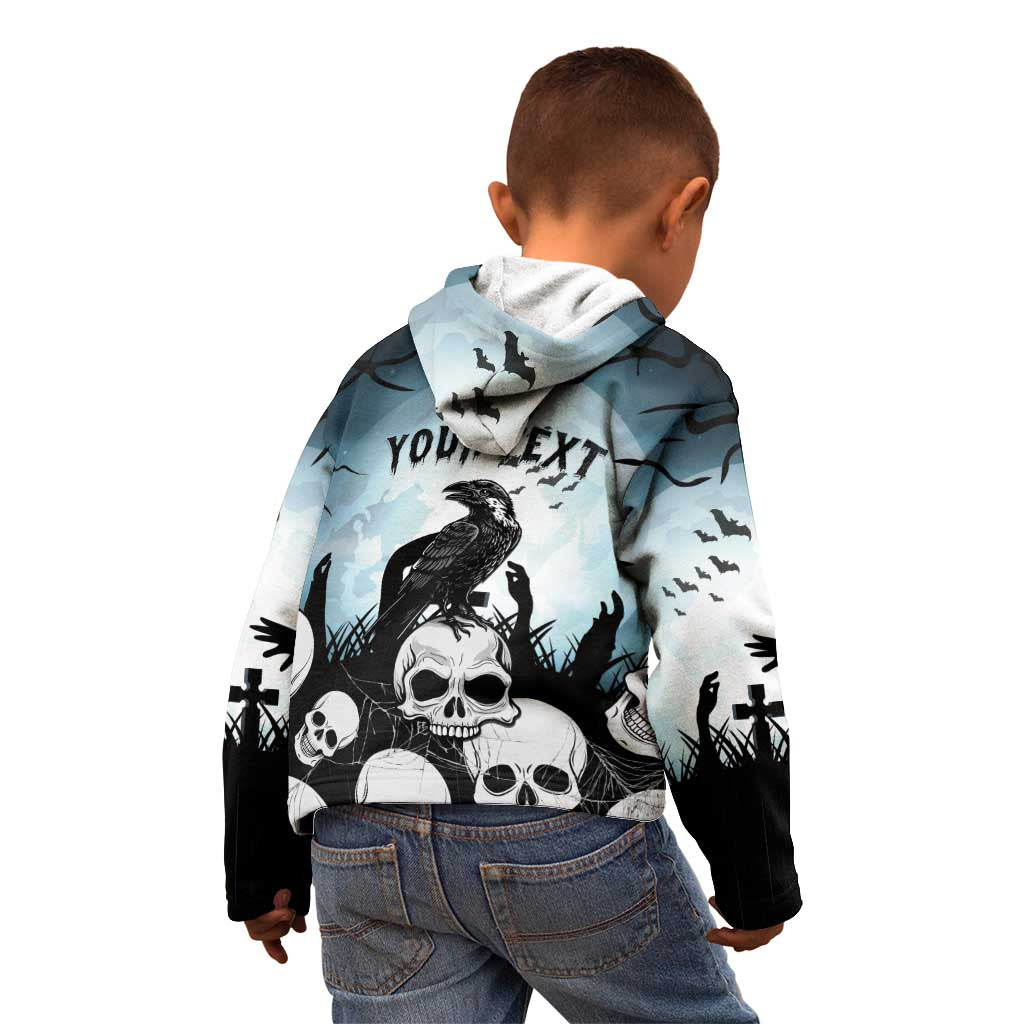 Personalized Funny Halloween F’Caw Raven Kid Hoodie Black Bird Crow With Skulls - Wonder Print Shop