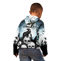 Personalized Funny Halloween F’Caw Raven Kid Hoodie Black Bird Crow With Skulls - Wonder Print Shop
