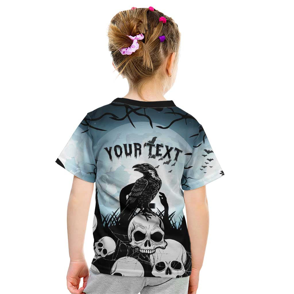 Personalized Funny Halloween F’Caw Raven Kid T Shirt Black Bird Crow With Skulls - Wonder Print Shop