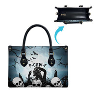 Funny Halloween F’Caw Raven Leather Bag Black Bird Crow With Skulls - Wonder Print Shop