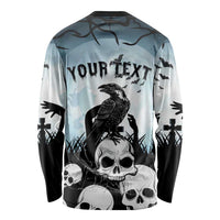 Personalized Funny Halloween F’Caw Raven Long Sleeve Shirt Black Bird Crow With Skulls - Wonder Print Shop