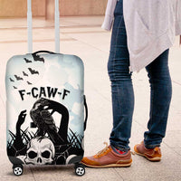 Funny Halloween F’Caw Raven Luggage Cover Black Bird Crow With Skulls - Wonder Print Shop
