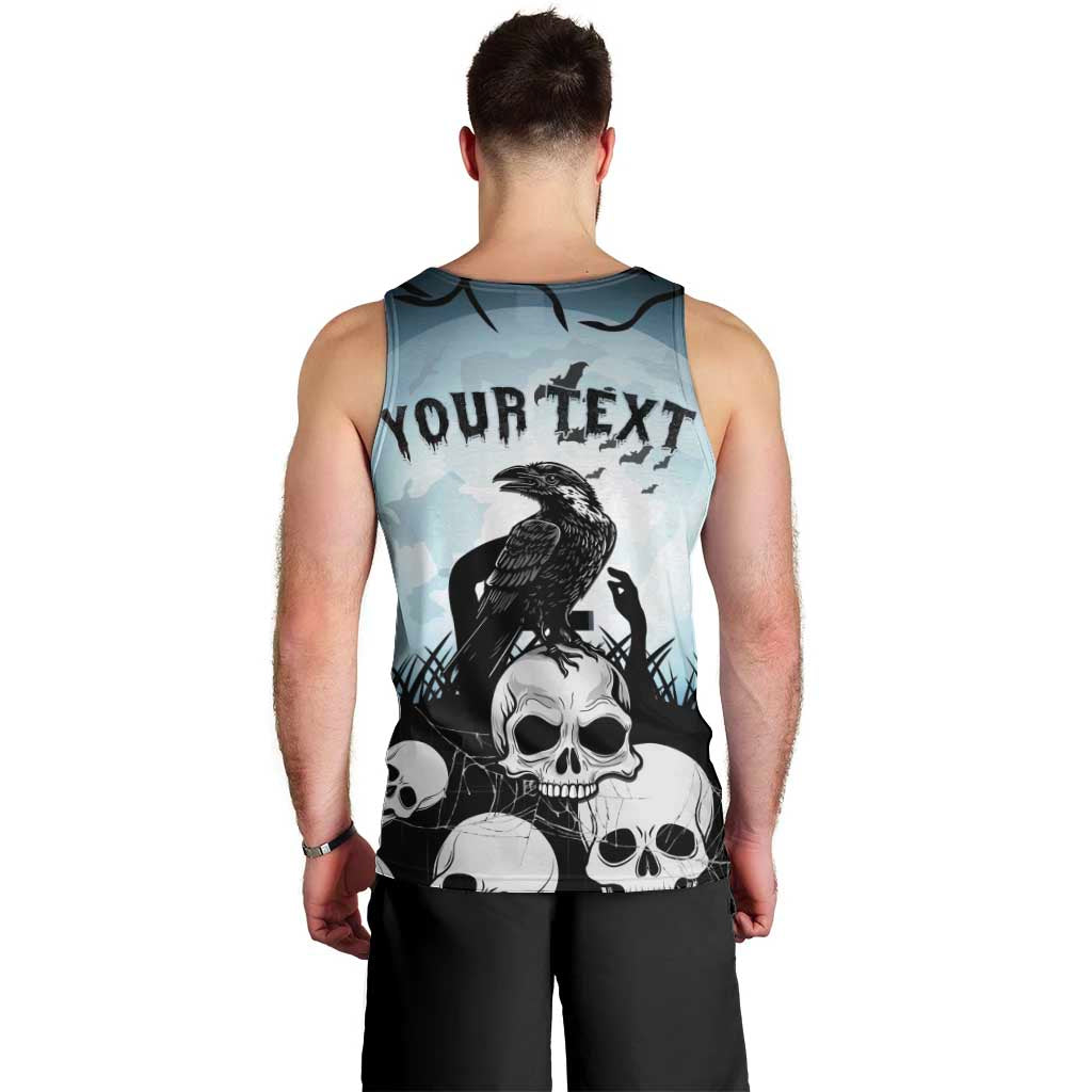 Personalized Funny Halloween F’Caw Raven Men Tank Top Black Bird Crow With Skulls - Wonder Print Shop