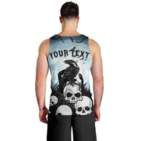 Personalized Funny Halloween F’Caw Raven Men Tank Top Black Bird Crow With Skulls - Wonder Print Shop