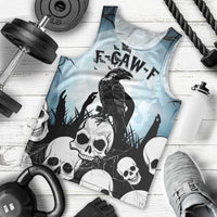 Personalized Funny Halloween F’Caw Raven Men Tank Top Black Bird Crow With Skulls - Wonder Print Shop