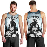 Personalized Funny Halloween F’Caw Raven Men Tank Top Black Bird Crow With Skulls - Wonder Print Shop