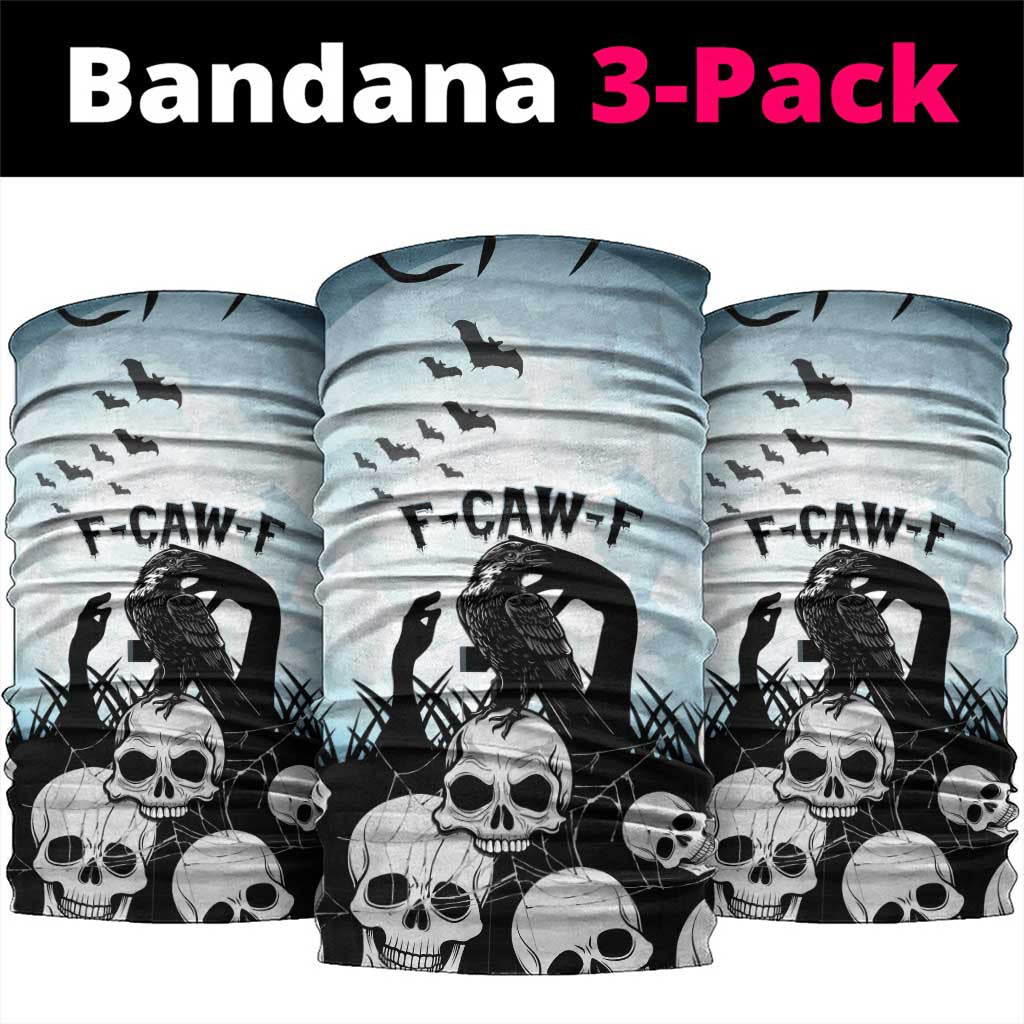 Funny Halloween F’Caw Raven Neck Gaiter Black Bird Crow With Skulls - Wonder Print Shop