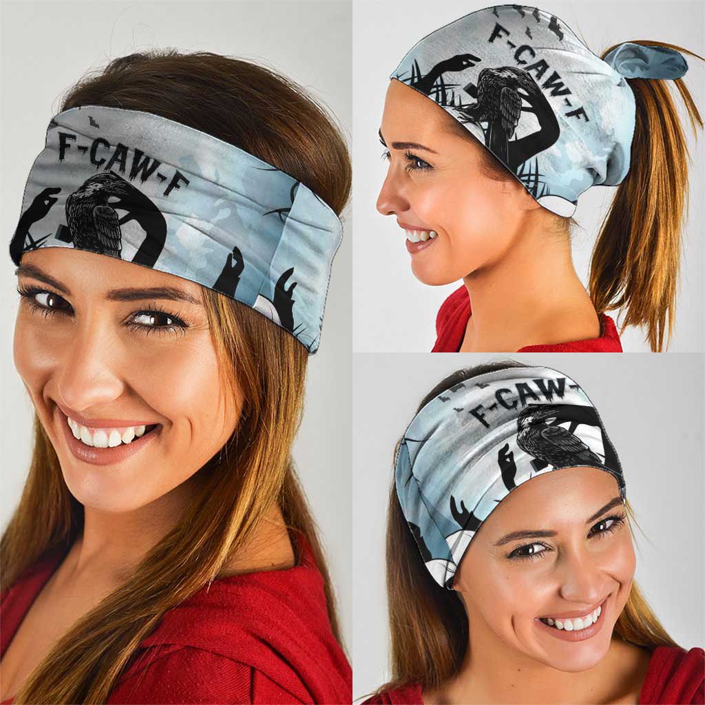 Funny Halloween F’Caw Raven Neck Gaiter Black Bird Crow With Skulls - Wonder Print Shop