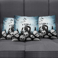 Funny Halloween F’Caw Raven Pillow Cover Black Bird Crow With Skulls - Wonder Print Shop