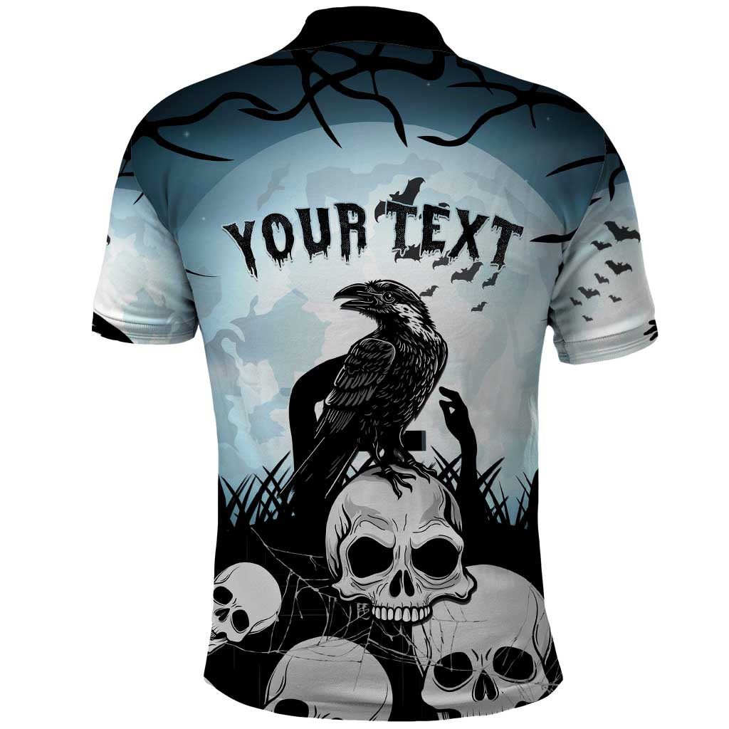 Personalized Funny Halloween F’Caw Raven Polo Shirt Black Bird Crow With Skulls - Wonder Print Shop