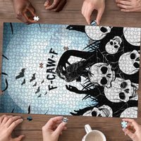 Funny Halloween F’Caw Raven Puzzle Black Bird Crow With Skulls - Wonder Print Shop