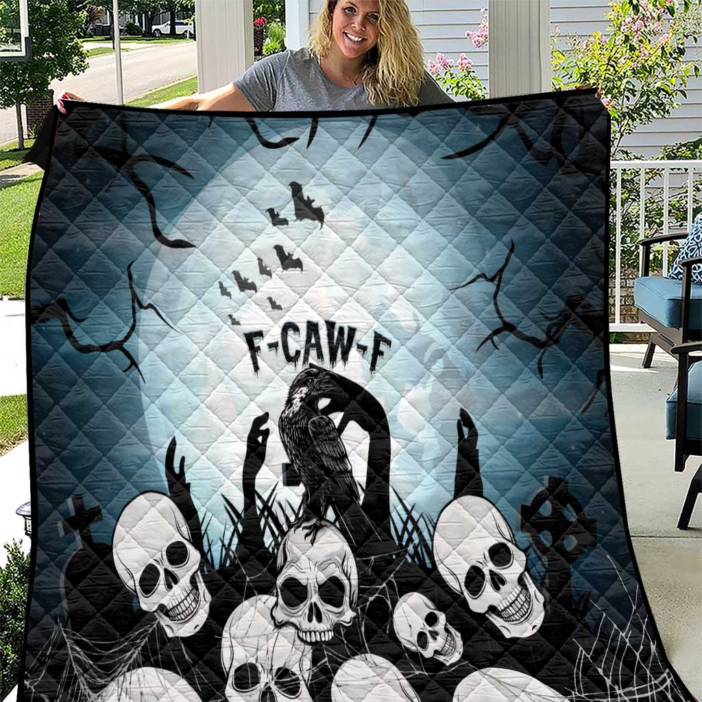 Funny Halloween F’Caw Raven Quilt Black Bird Crow With Skulls - Wonder Print Shop