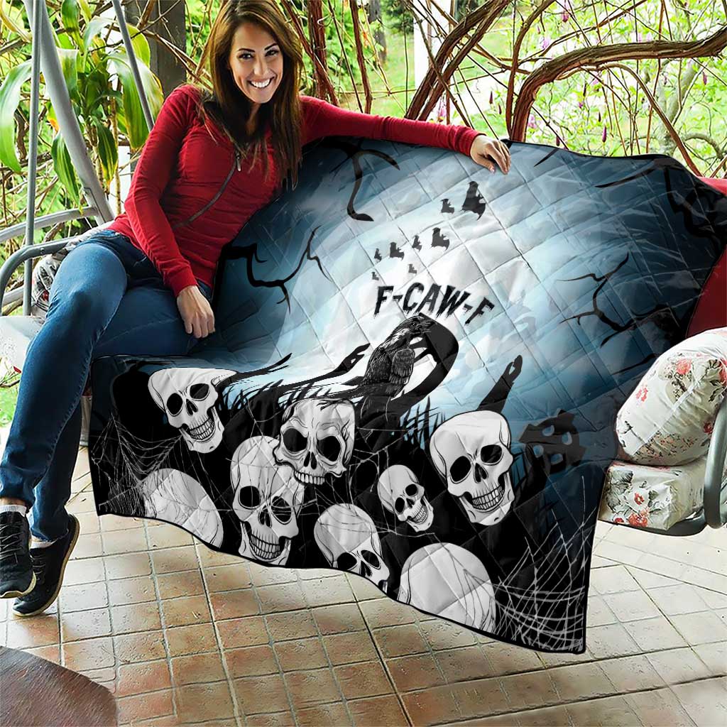 Funny Halloween F’Caw Raven Quilt Black Bird Crow With Skulls - Wonder Print Shop