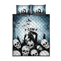 Funny Halloween F’Caw Raven Quilt Bed Set Black Bird Crow With Skulls - Wonder Print Shop