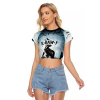 Personalized Funny Halloween F’Caw Raven Raglan Cropped T Shirt Black Bird Crow With Skulls - Wonder Print Shop