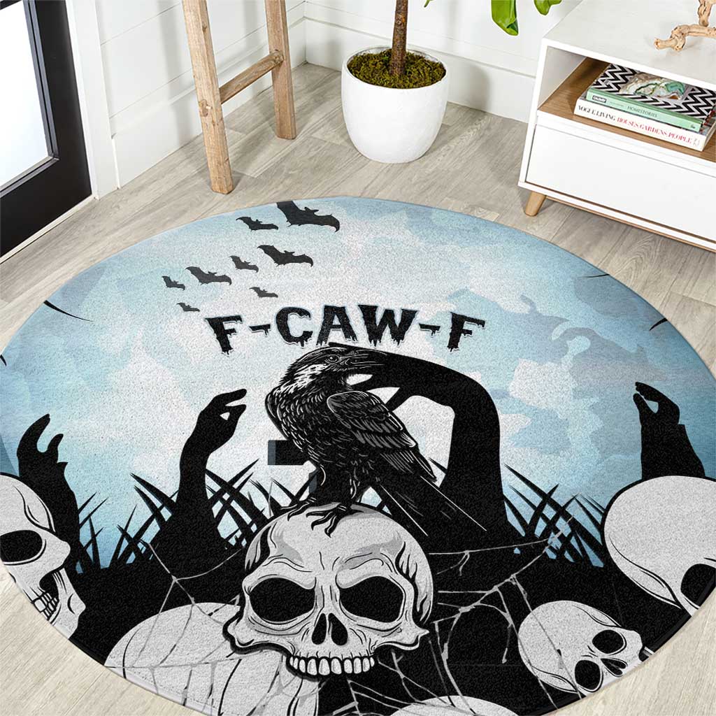 Funny Halloween F’Caw Raven Round Carpet Black Bird Crow With Skulls - Wonder Print Shop