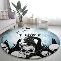 Funny Halloween F’Caw Raven Round Carpet Black Bird Crow With Skulls - Wonder Print Shop