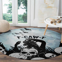 Funny Halloween F’Caw Raven Round Carpet Black Bird Crow With Skulls - Wonder Print Shop