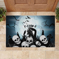 Funny Halloween F’Caw Raven Rubber Doormat Black Bird Crow With Skulls - Wonder Print Shop
