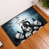 Funny Halloween F’Caw Raven Rubber Doormat Black Bird Crow With Skulls - Wonder Print Shop
