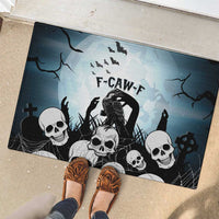 Funny Halloween F’Caw Raven Rubber Doormat Black Bird Crow With Skulls - Wonder Print Shop