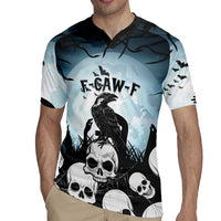 Personalized Funny Halloween F’Caw Raven Rugby Jersey Black Bird Crow With Skulls - Wonder Print Shop