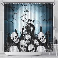 Funny Halloween F’Caw Raven Shower Curtain Black Bird Crow With Skulls - Wonder Print Shop