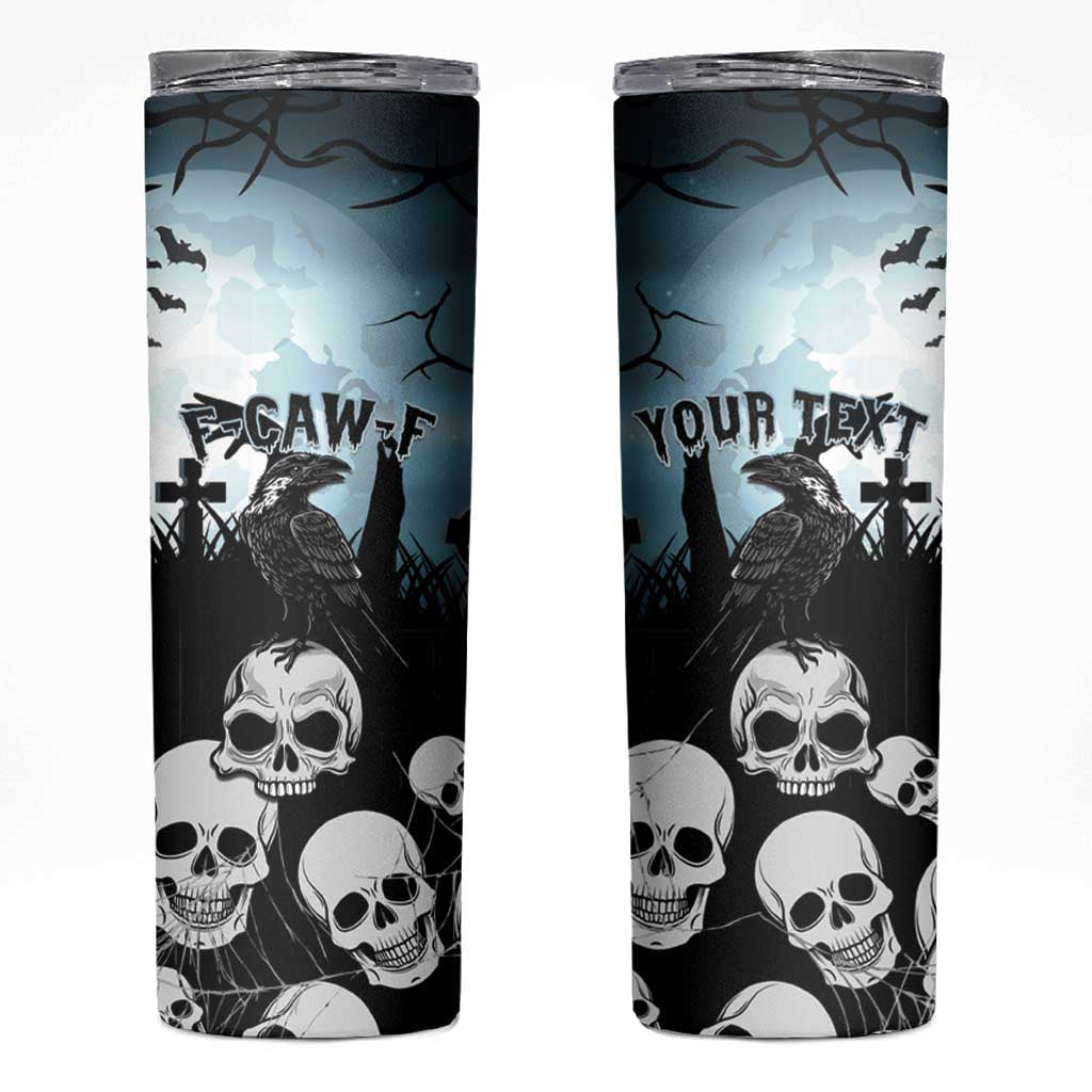 Personalized Funny Halloween F’Caw Raven Skinny Tumbler Black Bird Crow With Skulls - Wonder Print Shop