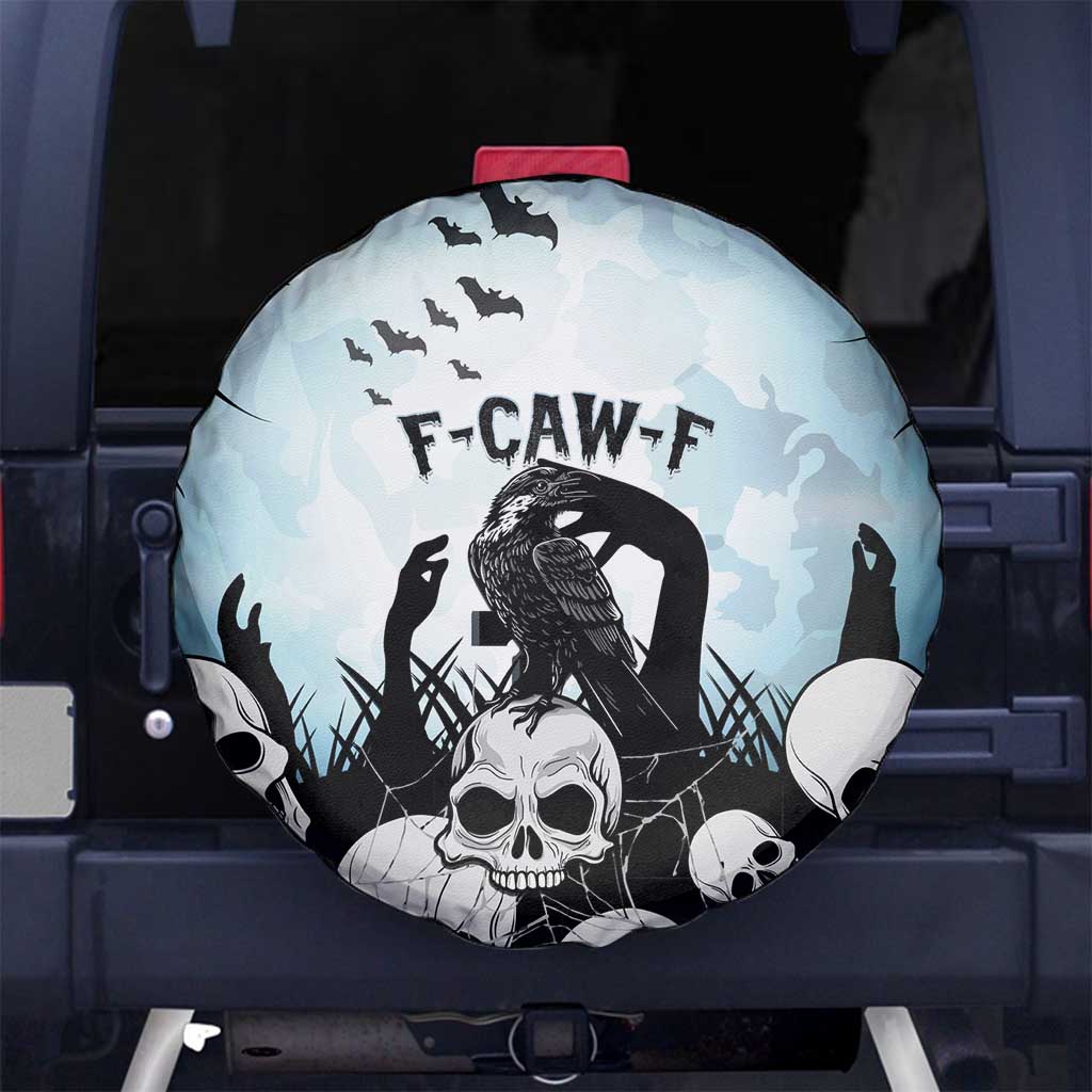 Funny Halloween F’Caw Raven Spare Tire Cover Black Bird Crow With Skulls - Wonder Print Shop