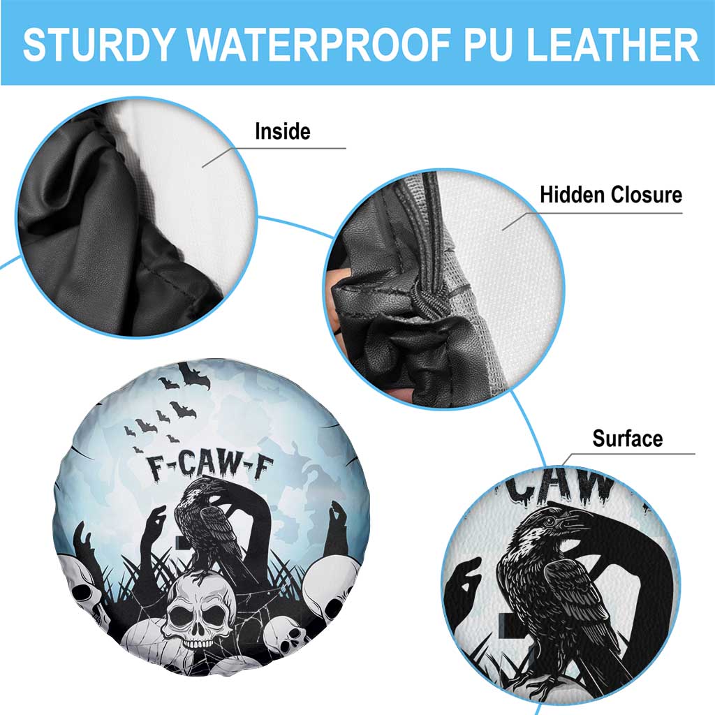 Funny Halloween F’Caw Raven Spare Tire Cover Black Bird Crow With Skulls - Wonder Print Shop