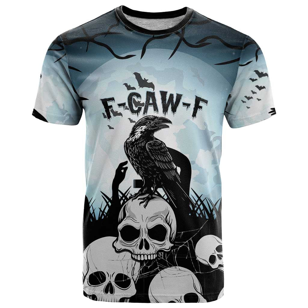 Personalized Funny Halloween F’Caw Raven T Shirt Black Bird Crow With Skulls - Wonder Print Shop