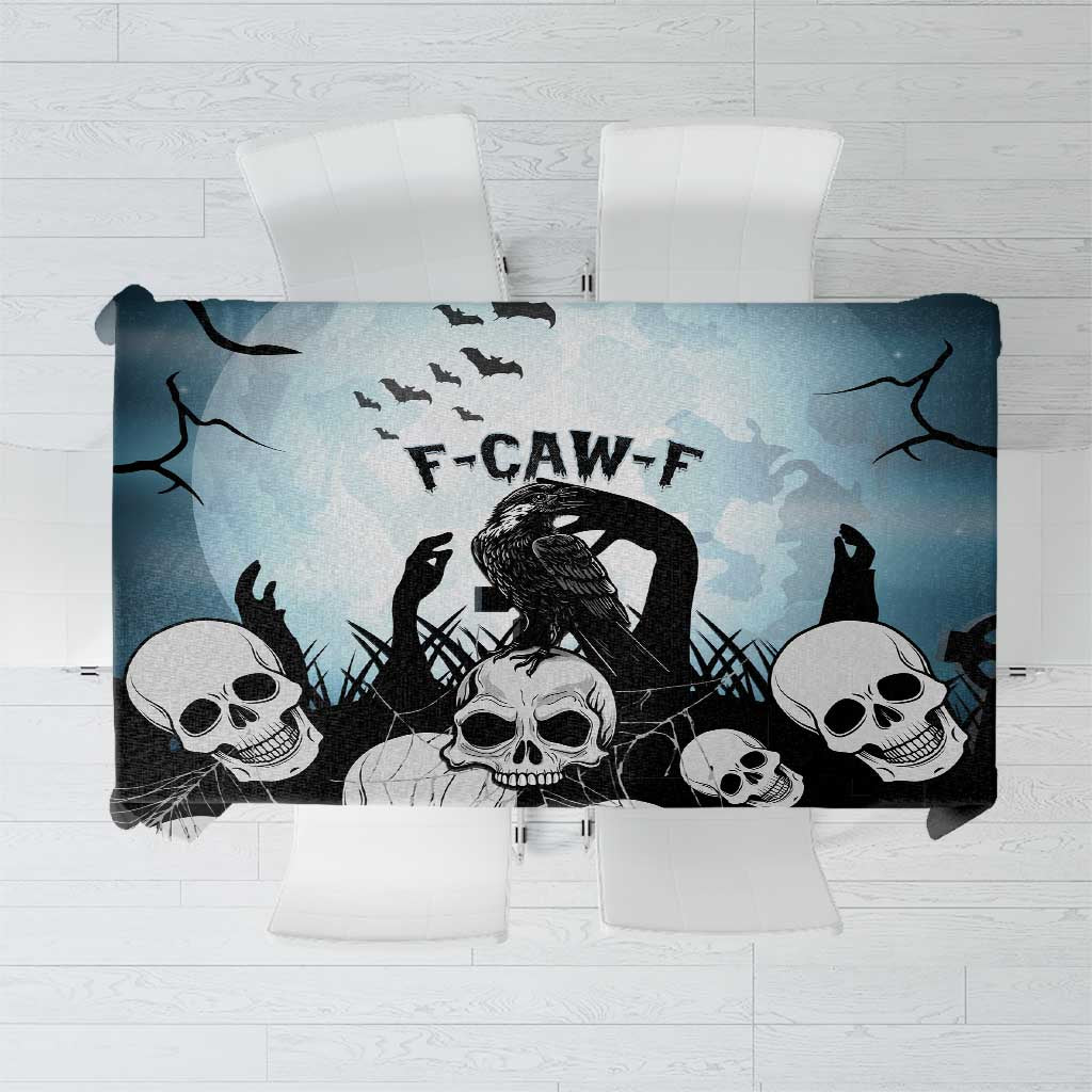 Funny Halloween F’Caw Raven Tablecloth Black Bird Crow With Skulls - Wonder Print Shop