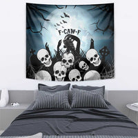 Funny Halloween F’Caw Raven Tapestry Black Bird Crow With Skulls - Wonder Print Shop
