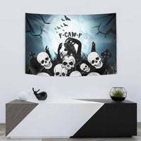 Funny Halloween F’Caw Raven Tapestry Black Bird Crow With Skulls - Wonder Print Shop