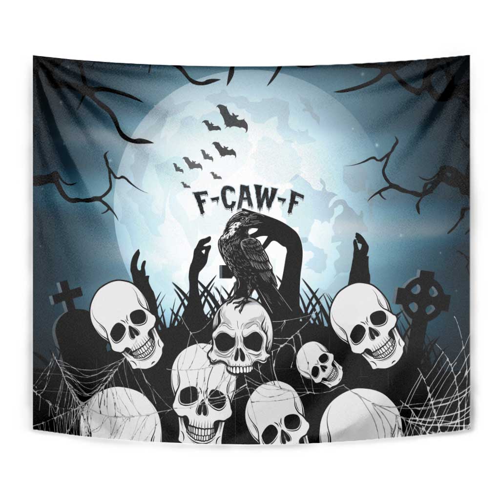Funny Halloween F’Caw Raven Tapestry Black Bird Crow With Skulls - Wonder Print Shop