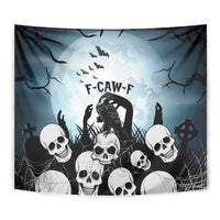 Funny Halloween F’Caw Raven Tapestry Black Bird Crow With Skulls - Wonder Print Shop