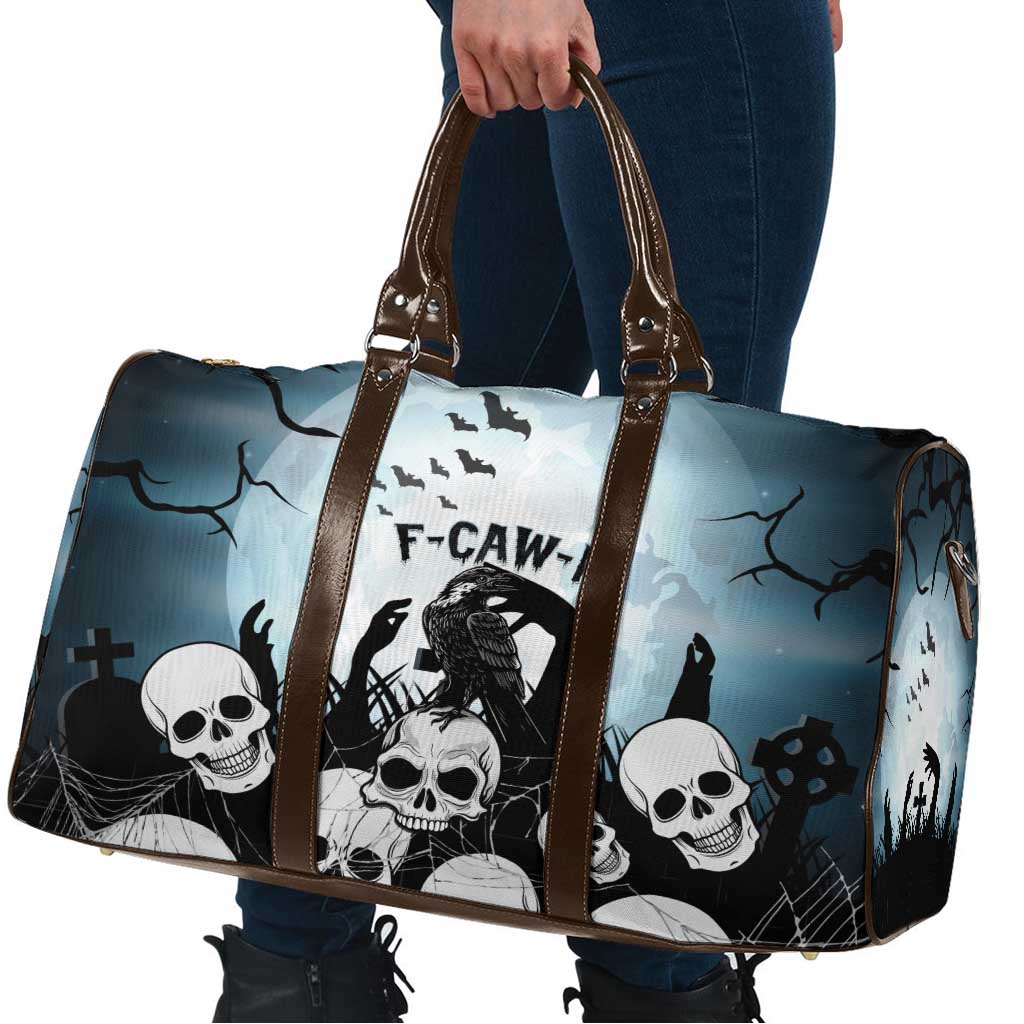 Funny Halloween F’Caw Raven Travel Bag Black Bird Crow With Skulls - Wonder Print Shop