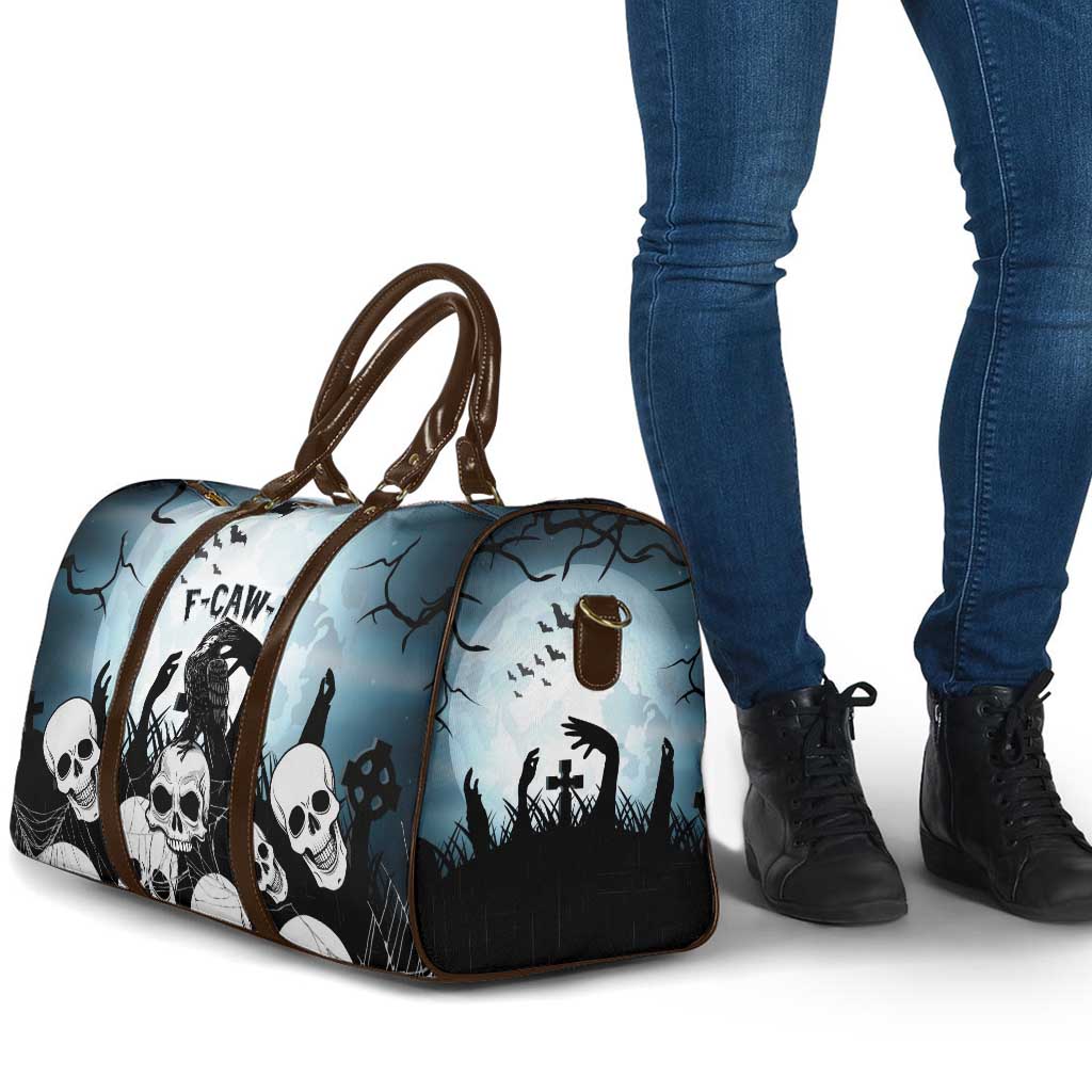 Funny Halloween F’Caw Raven Travel Bag Black Bird Crow With Skulls - Wonder Print Shop