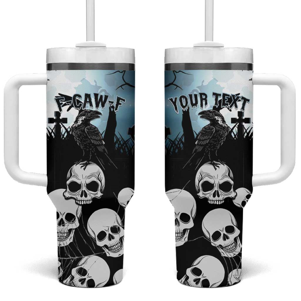 Personalized Funny Halloween F’Caw Raven Tumbler With Handle Black Bird Crow With Skulls - Wonder Print Shop