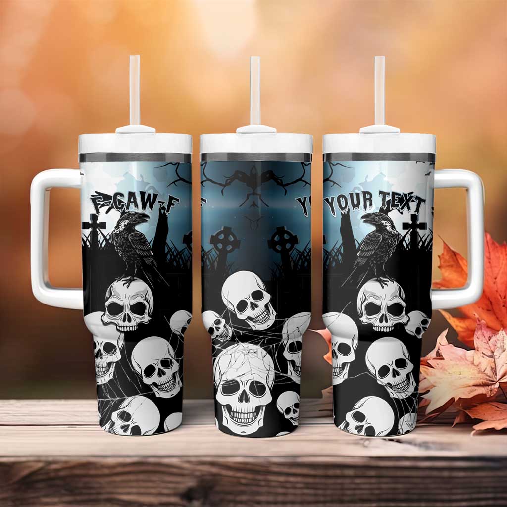 Personalized Funny Halloween F’Caw Raven Tumbler With Handle Black Bird Crow With Skulls - Wonder Print Shop