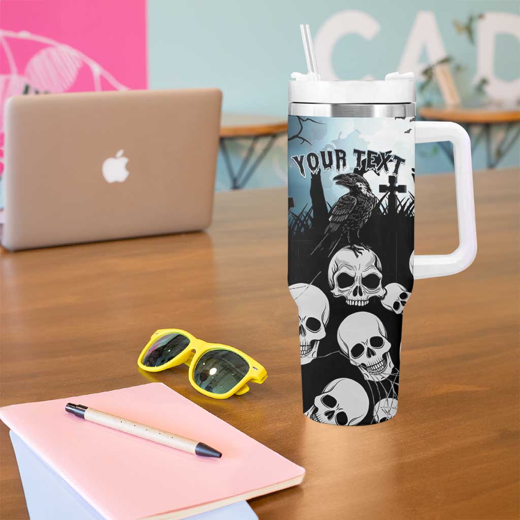 Personalized Funny Halloween F’Caw Raven Tumbler With Handle Black Bird Crow With Skulls - Wonder Print Shop