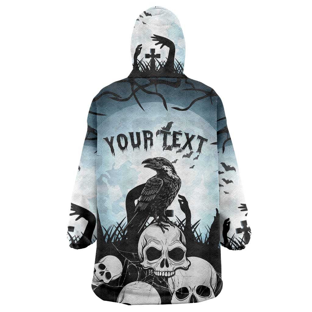 Personalized Funny Halloween F’Caw Raven Wearable Blanket Hoodie Black Bird Crow With Skulls - Wonder Print Shop