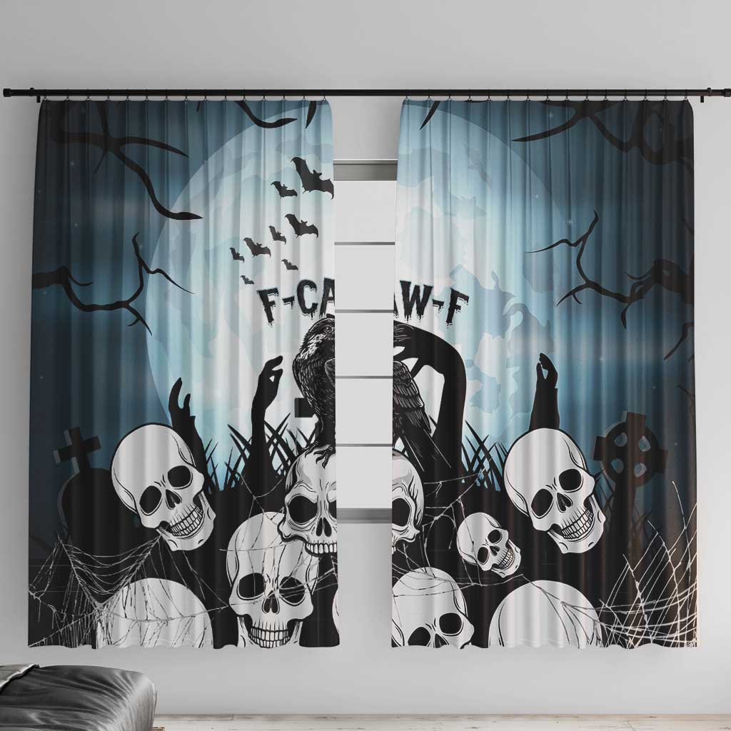 Funny Halloween F’Caw Raven Window Curtain Black Bird Crow With Skulls - Wonder Print Shop