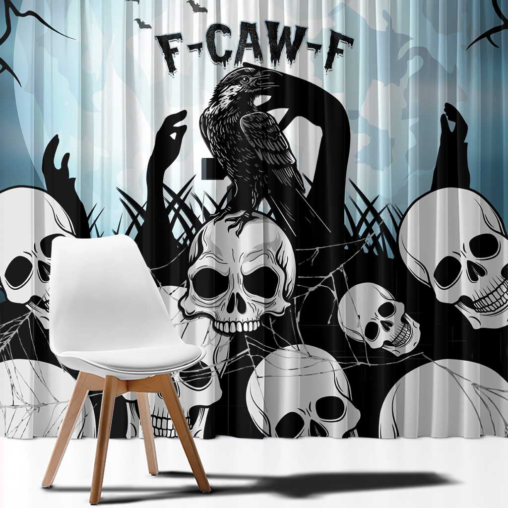 Funny Halloween F’Caw Raven Window Curtain Black Bird Crow With Skulls - Wonder Print Shop